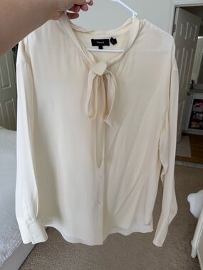 Theory Silk Ivory Blouse Size Large